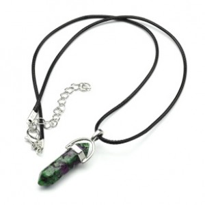 Кристалл-Кулон-маятник из цоизита 13*10*41мм на шнурке, 45см