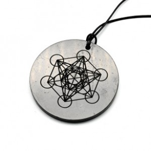 Кулон из шунгита круг "Метатрон" 50мм, полированный
