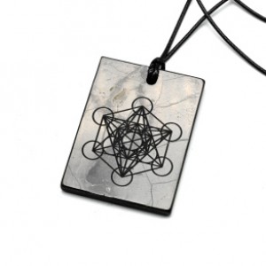 Кулон из шунгита прямоугольник "Метатрон" 30*40мм, полированный