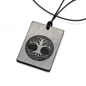 Кулон из шунгита прямоугольник "Дерево жизни" 30*40мм, полированный