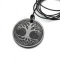 Кулон из шунгита круг "Дерево жизни" 35мм, полированный