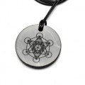 Кулон из шунгита круг "Метатрон" 30мм, полированный