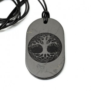 Кулон из шунгита "Жетон Дерево Жизни" 25*45мм, полированный