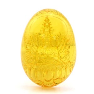 Кулон-амулет из янтаря Шива 40*55мм, цвет медовый (иск.)