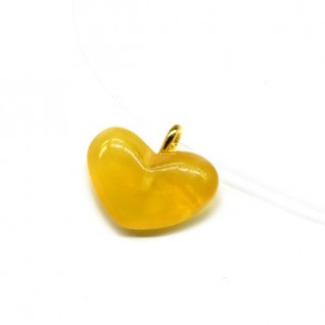 Кулон сердце из янтаря 16*10мм на леске цвет медово-молочный, 43см