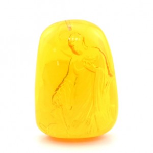 Кулон из янтаря с святым 37*52мм, цвет медовый (иск.) Кулон из янтаря с святым 37*52мм, цвет медовый (иск.)