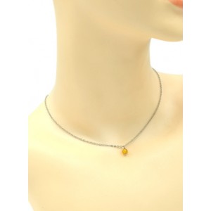 Кулон на цепочке с янтарем шарик 5мм цвет медовый, 39см