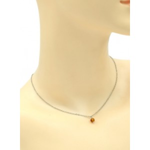 Кулон на цепочке с янтарем шарик 5мм цвет коньячный, 39см