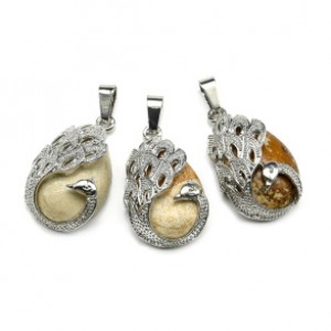 Кулон с яшмой песочной Птица 20*30мм