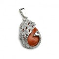 Кулон с яшмой красной Птица 20*30мм