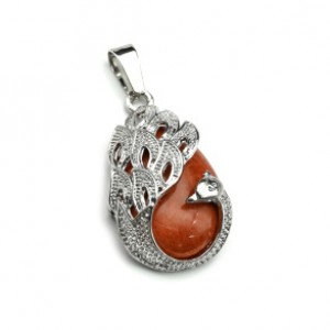 Кулон с яшмой красной Птица 20*30мм