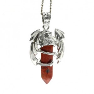 Кулон Дракон 25*41мм с яшмой красной