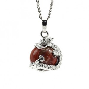 Кулон Дракон на шаре 18*20мм с яшмой красной