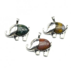 Кулон Слон 38*25мм с яшмой