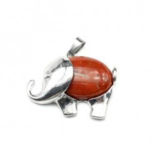 Кулон Слон 38*25мм с яшмой красной