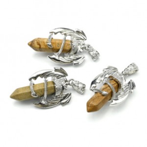 Кулон Дракон 25*41мм с яшмой песочной