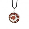 Кулон Солнце двусторонняя в металле с яшмой красной 27*27мм