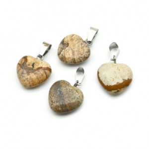 Кулон сердечко из яшмы песочной 15*15мм