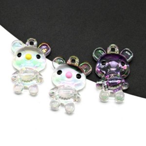 Кулон детская из акрила Мишка 24*36мм цвет хрусталь хамелеон (иск.)