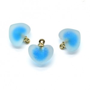 Кулон сердце 18*14мм из акрила цвет лазурный, 1шт (иск.)