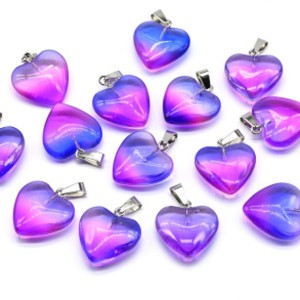 Кулон Сердце 20*20мм цвет фиолетово-синий (иск.)