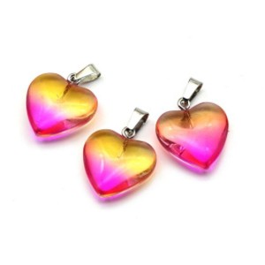 Кулон Сердце 20*20мм цвет малиново-персиковый (иск.)
