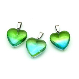 Кулон Сердце 20*20мм цвет зелено-голубой (иск.)