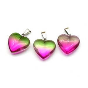 Кулон Сердце 20*20мм цвет малиново-зеленый (иск.)
