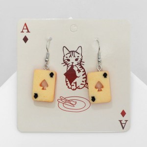 Серьги ассорти "Радость" карты, пики, цвет бежевый, цвет серебристый