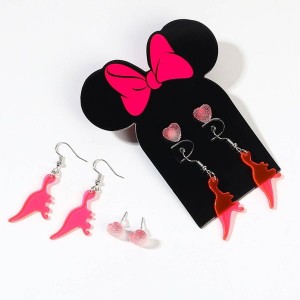 Набор серьги, 3 пары, цвет розовый, Минни Маус Набор серьги, 3 пары, цвет розовый, Минни Маус