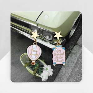 Серьги эмаль "Путешествие" воздушный шар, цвет розовый, цвет золотистый