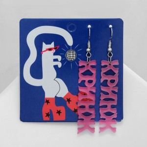 Серьги акрил "Кринж", цвет розовый Серьги акрил "Кринж", цвет розовый