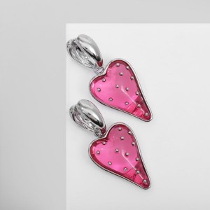 Серьги ассорти "Сердце" вспышка, цвет розовый, цвет серебристый