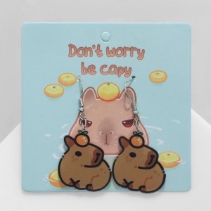 Серьги акрил "Капибара", цвет коричневый