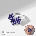 Кольцо «Сердце» пиксели, цвет синий, цвет серебристый, безразмерное