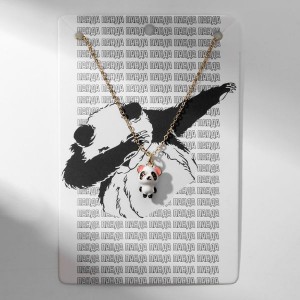 Кулон «Прелесть» панда милый, цвет бело-чёрный, цвет золотистый, 40 см