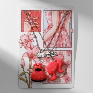 Кулоны «Неразлучники» кукла и платье, цвет розовый, цвет серебристый, 40 см