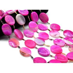 Бусины из агата тонированного т.овал 30*40мм цв.фуксия, 40см, 8 бусин