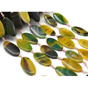 Бусины из агата тонированного т.овал 25*50мм цв.оливковый, 43см, 7 бусин