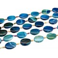 Бусины из агата тонированного т.овал 30*40мм, цв.синий, 41см, 8 бусин