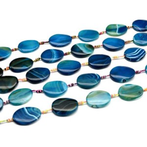 Бусины из агата тонированного т.овал 30*40мм, цв.синий, 41см, 8 бусин Бусины из агата тонированного т.овал 30*40мм, цв.синий, 41см, 8 бусин