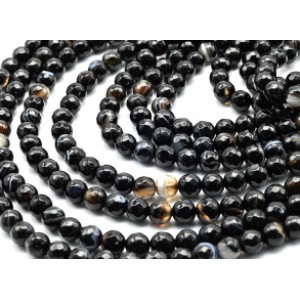 Бусины из агата черного шарик гр.6мм, 36см, 62 бусины