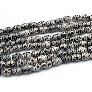 Бусины Дзи "Семь глаз" из агата бочонок 10*14мм, цвет черный, 33см, 25 бусин