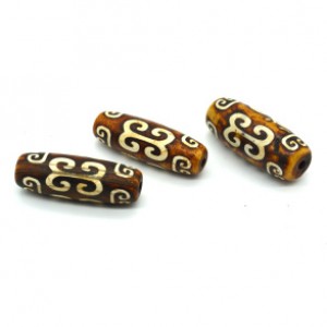 Бусина Дзи "Вены Дракона" из агата матового бочонок 10*29мм, 1 бусина Бусина Дзи "Вены Дракона" из агата матового бочонок 10*29мм, 1 бусина