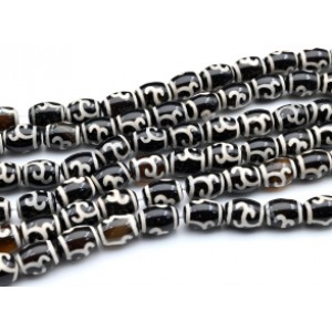 Бусины Дзи "Зеленая Тара" из агата бочонок 10*14мм, 34см, 25 бусин