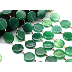 Бусины из агата тонированного круг 30мм цвет зеленый, 37см, 10 бусин