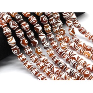 Бусины Дзи "Аристократ" из агата бочонок 10*14мм, 34см, 25 бусин