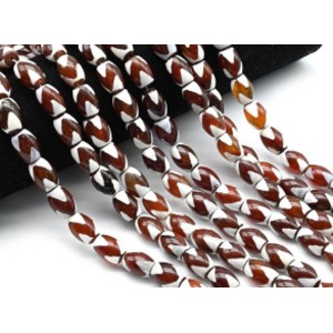 Бусина Дзи "Зуб тигра" из агата  бочонок 10*14мм, цвет рыжий, 33см, 25 бусин