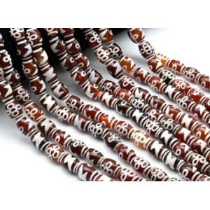 Бусины Дзи "Пять глаз с молнией" из агата бочонок 10*14мм, 34см, 25 бусин Бусины Дзи "Пять глаз с молнией" из агата бочонок 10*14мм, 34см, 25 бусин