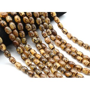 Бусины Дзи "Зеленая Тара" из агата бочонок 10*14мм, 34см, 25 бусин